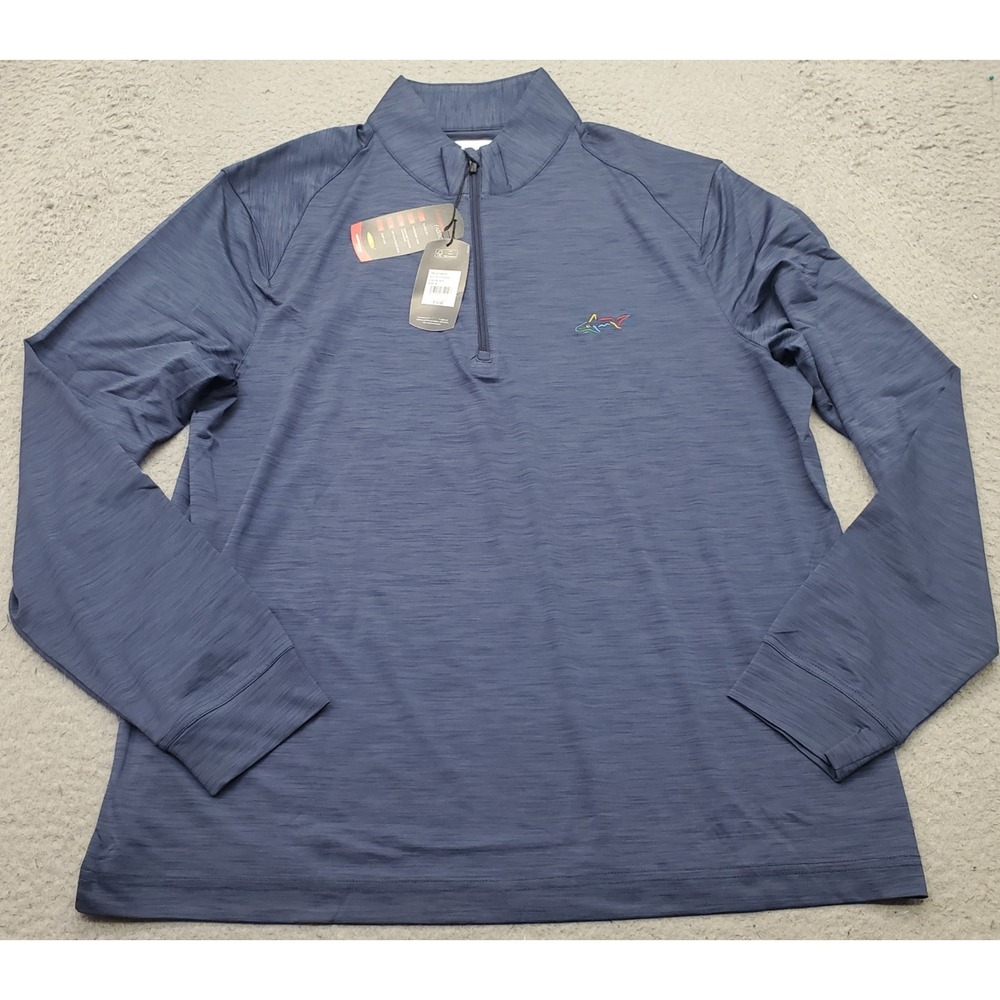 Greg Norman Golf 1/4 Pullover Mens Medium Blue Performance Stretch Play-Dry Logo